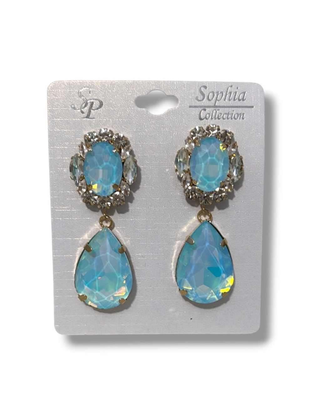 Blue Crystal Tear Drop Earrings